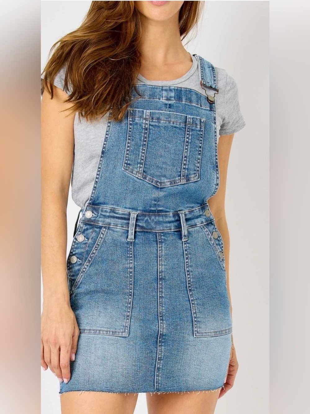 New Judy Blue Raw Hem Overall Skirt. 1X